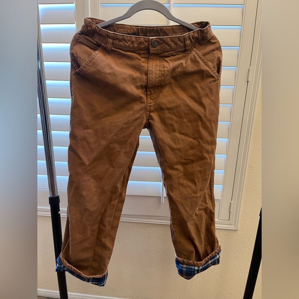 Flannel lined carpenter pants
